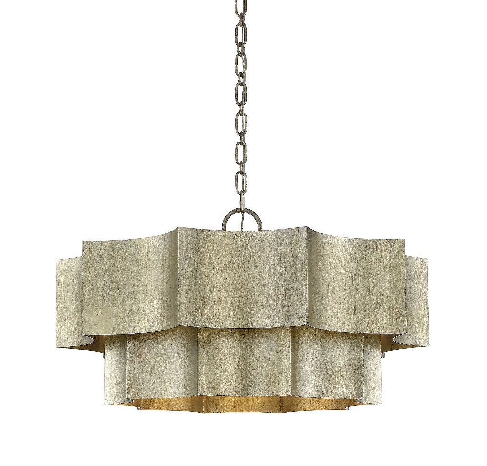 Savoy House-7-101-6-53-6 Light Pendant-Transitional Style with Contemporary Inspirations-16 inches tall by 30 inches wide Silver Patina  Gold Patina Finish