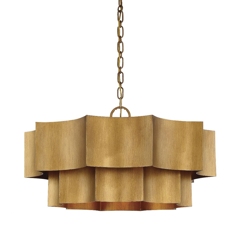 Savoy House-7-101-6-54-6 Light Pendant-Transitional Style with Contemporary Inspirations-16 inches tall by 30 inches wide Gold Patina  Gold Patina Finish