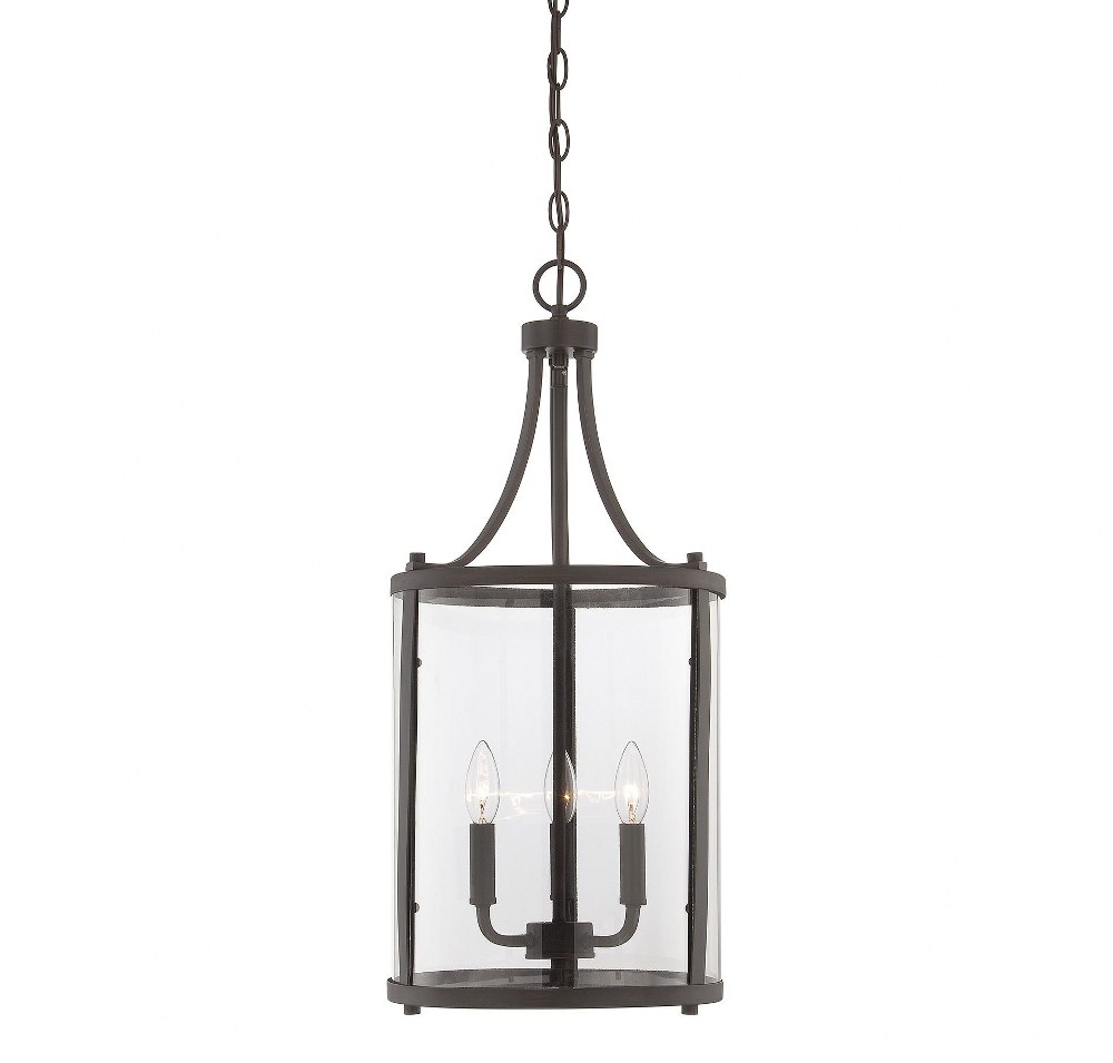 Savoy House-7-1040-3-13-3 Light Small Foyer-Transitional Style with Traditional and Contemporary Inspirations-26 inches tall by 12 inches wide   English Bronze Finish with Clear Glass