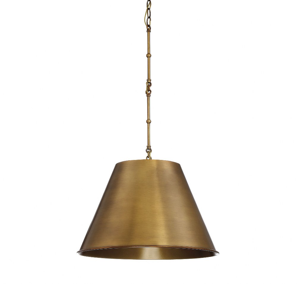 Savoy House-7-131-1-322-1 Light Pendant-Traditional Style with Transitional and Contemporary Inspirations-12.5 inches tall by 18.25 inches wide Warm Brass  Old Bronze Finish