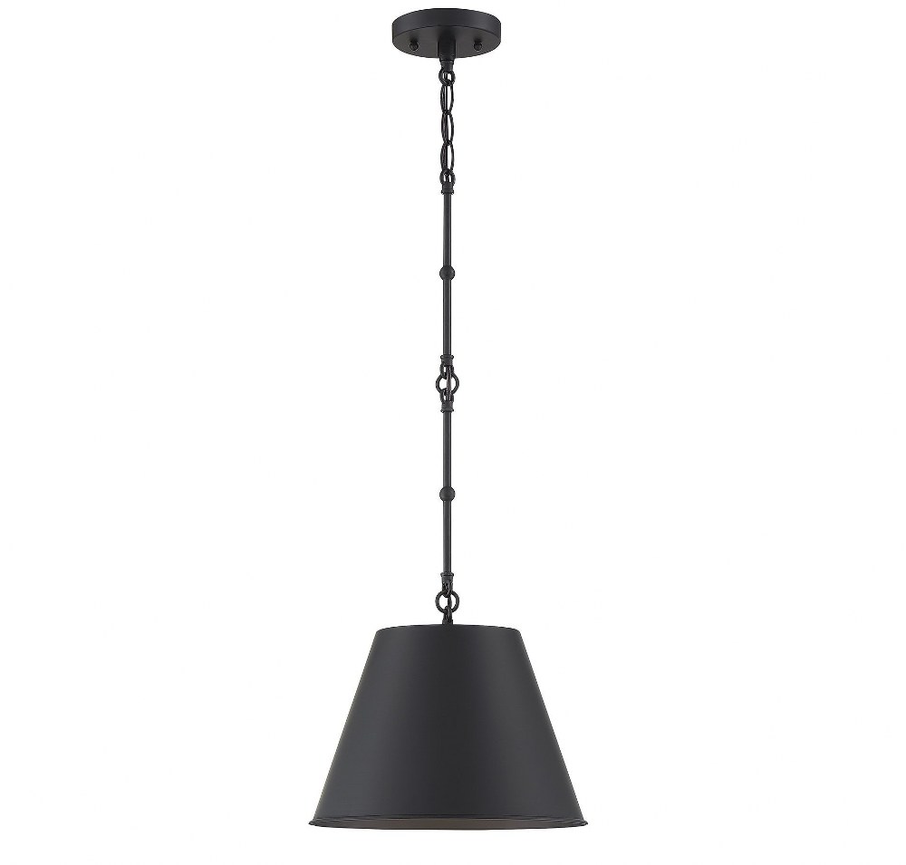 Savoy House-7-131-1-89-1 Light Pendant-Traditional Style with Transitional and Contemporary Inspirations-12.5 inches tall by 18.25 inches wide Matte Black  Old Bronze Finish