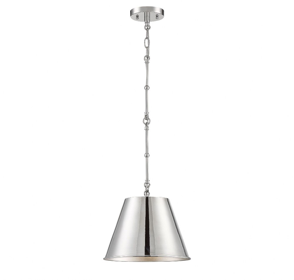 Savoy House-7-132-1-109-1 Light Pendant-Traditional Style with Transitional and Contemporary Inspirations-8.5 inches tall by 12 inches wide Polished Nickel  Matte Black Finish