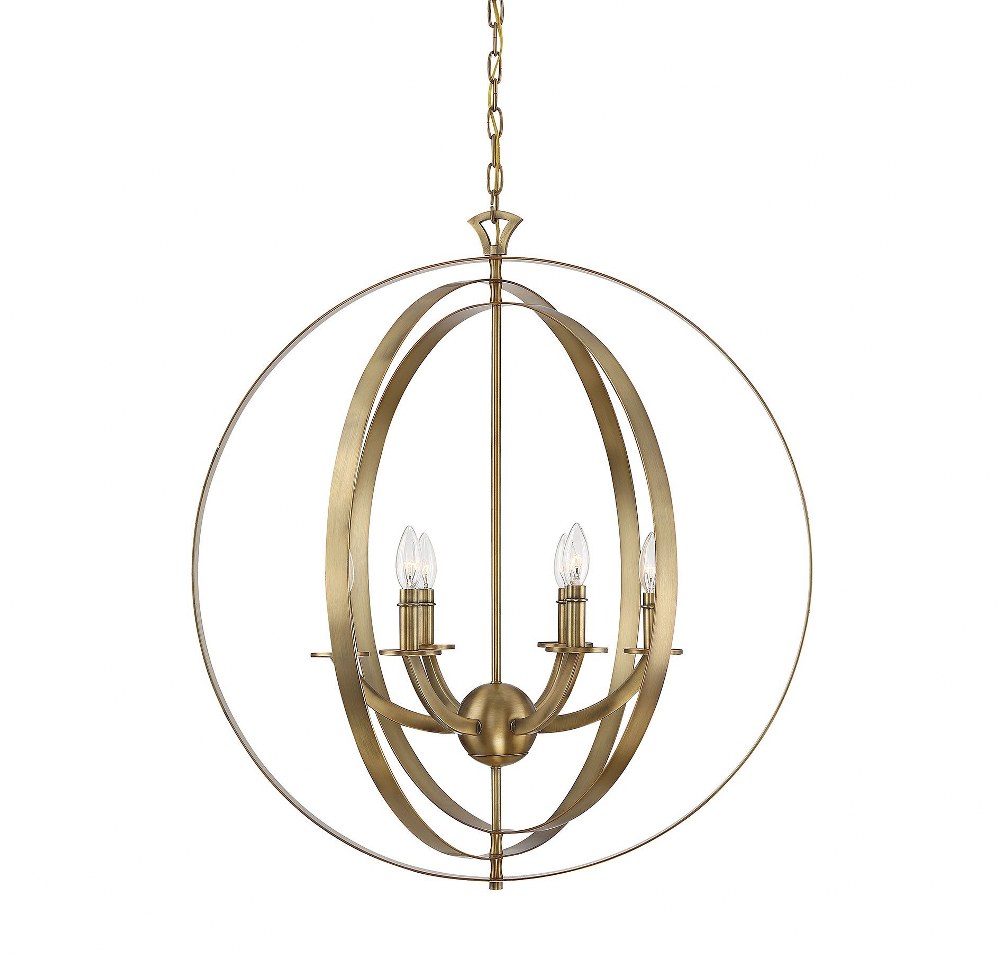 Savoy House-7-204-6-322-6 Light Pendant-Industrial Style with Contemporary and Modern Inspirations-33 inches tall by 29.5 inches wide   Warm Brass Finish
