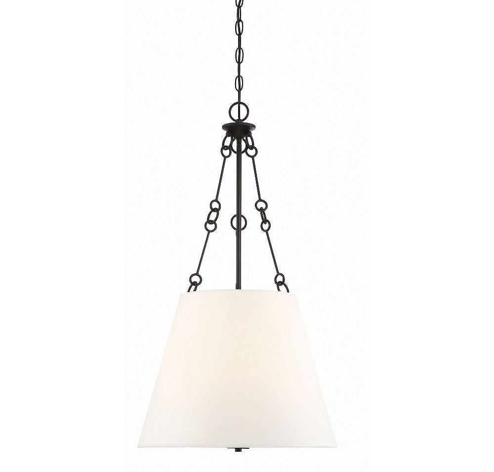 Savoy House-7-2201-4-13-4 Light Pendant-Traditional Style with Transitional and Bohemian Inspirations-32.25 inches tall by 18 inches wide English Bronze  Satin Nickel Finish with White Fabric Shade