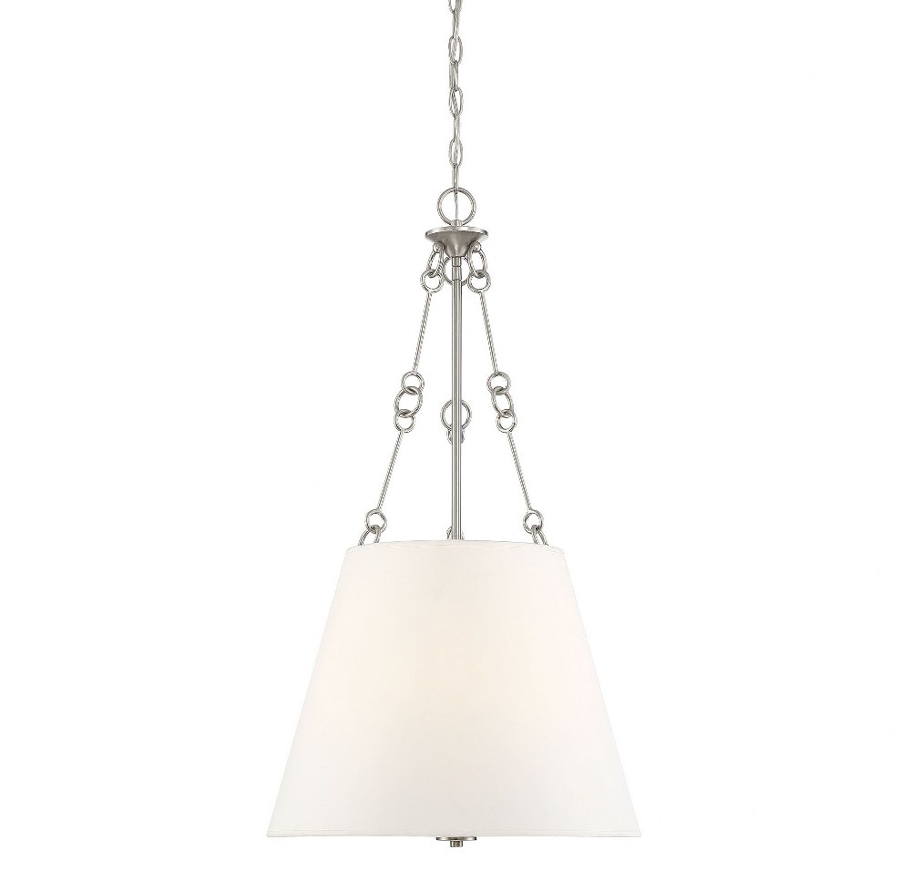 Savoy House-7-2201-4-SN-4 Light Pendant-Traditional Style with Transitional and Bohemian Inspirations-32.25 inches tall by 18 inches wide Satin Nickel  Satin Nickel Finish with White Fabric Shade