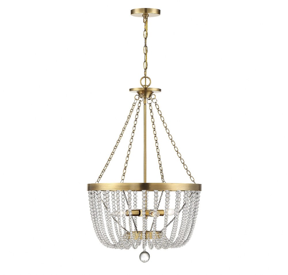 Savoy House-7-2851-4-322-4 Light Pendant-Traditional Style with Glam and Transitional Inspirations-32.25 inches tall by 19.88 inches wide Warm Brass  Antique Nickel Finish with Clear/Hand Cut Crystal