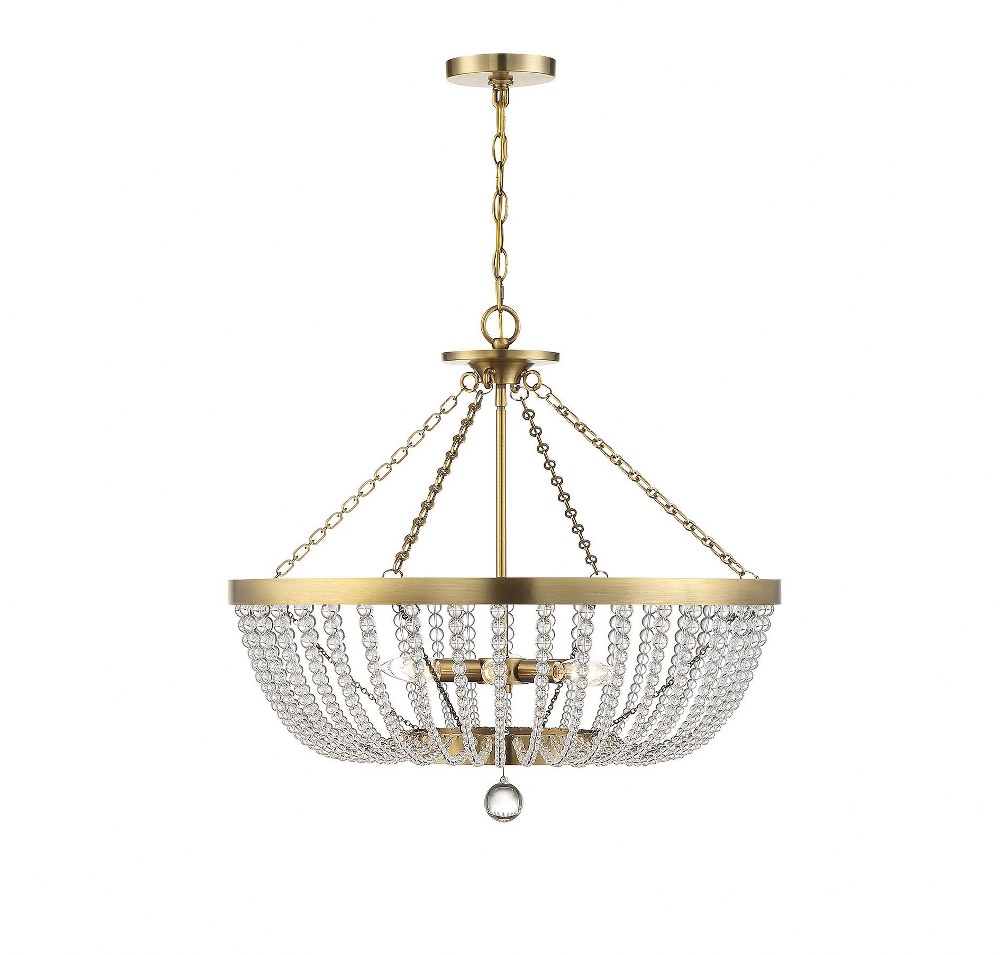 Savoy House-7-2852-6-322-6 Light Pendant-Traditional Style with Glam and Transitional Inspirations-23.5 inches tall by 26 inches wide Warm Brass  Antique Nickel Finish with Clear/Hand Cut Crystal