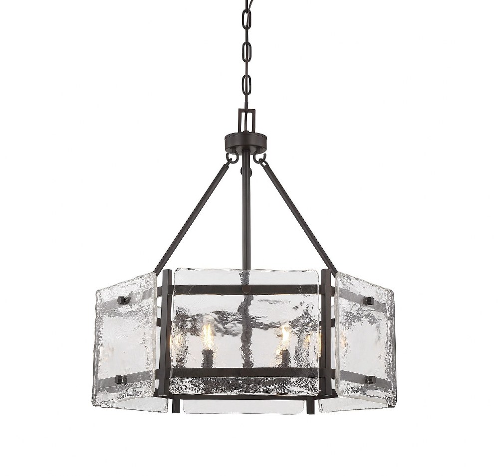 Savoy House-7-3040-6-13-6 Light Pendant-Rustic Style with Transitional and Industrial Inspirations-27.13 inches tall by 27 inches wide   English Bronze Finish with Clear Water Piastra Glass