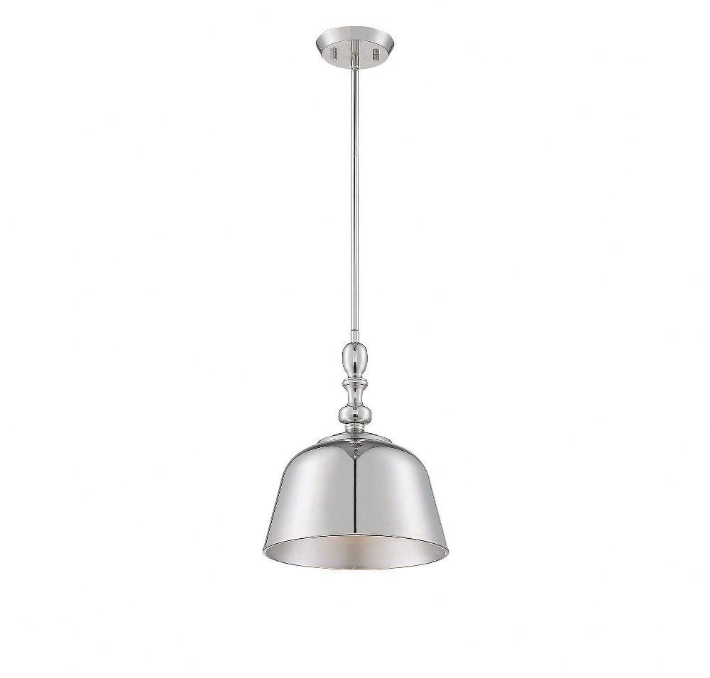 Savoy House-7-3751-1-109-1 Light Pendant-Transitional Style with Farmhouse and Contemporary Inspirations-14 inches tall by 12 inches wide Polished Nickel  Satin Nickel Finish with Satin Nickel Metal S