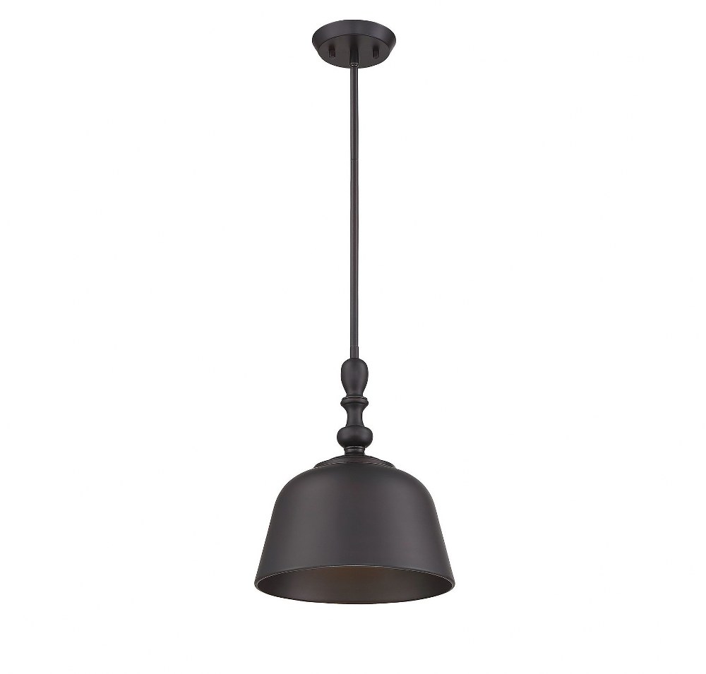 Savoy House-7-3751-1-13-1 Light Pendant-Transitional Style with Farmhouse and Contemporary Inspirations-14 inches tall by 12 inches wide English Bronze  Satin Nickel Finish with Satin Nickel Metal Sha