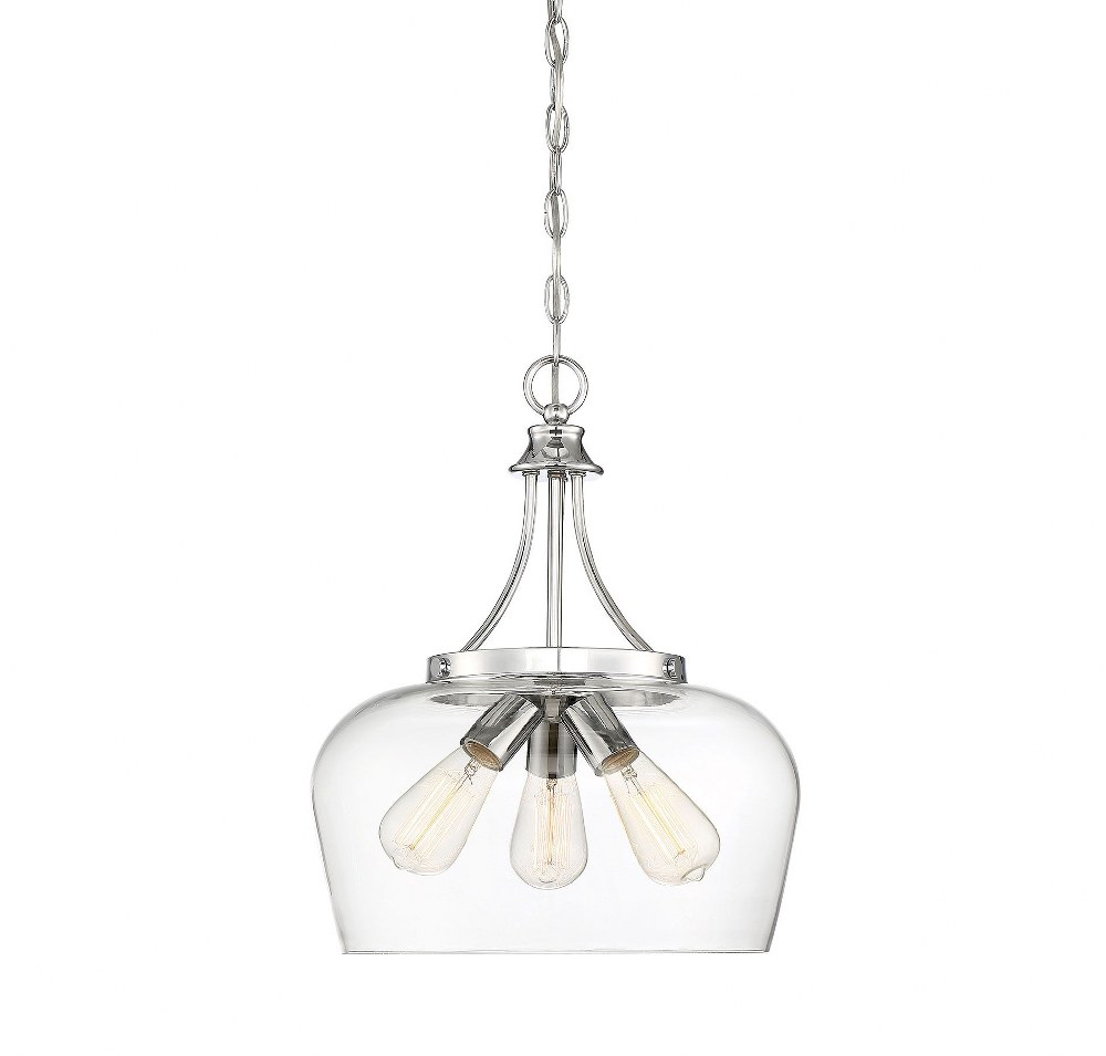 Savoy House-7-4034-3-11-3 Light Pendant-Transitional Style with Contemporary and Bohemian Inspirations-18 inches tall by 15 inches wide Polished Chrome  Polished Chrome Finish with Clear Glass