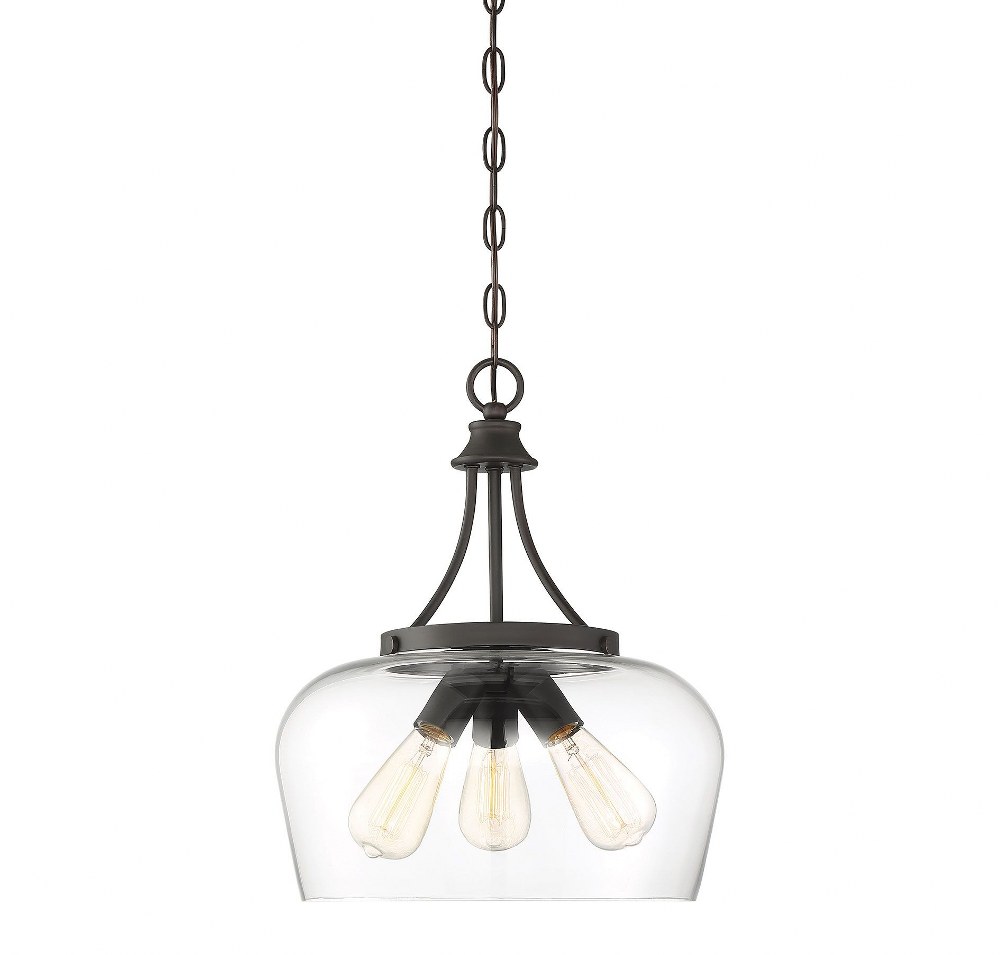 Savoy House-7-4034-3-13-3 Light Pendant-Transitional Style with Contemporary and Bohemian Inspirations-18 inches tall by 15 inches wide   English Bronze Finish with Clear Glass