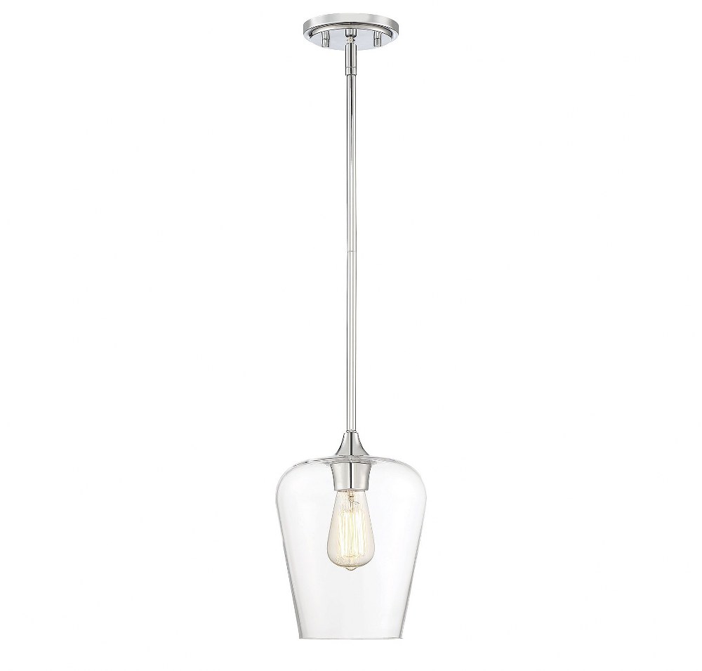 Savoy House-7-4036-1-11-1 Light Pendant-Contemporary Style with Transitional and Bohemian Inspirations-10.5 inches tall by 8 inches wide Polished Chrome  Warm Brass Finish with Clear Glass