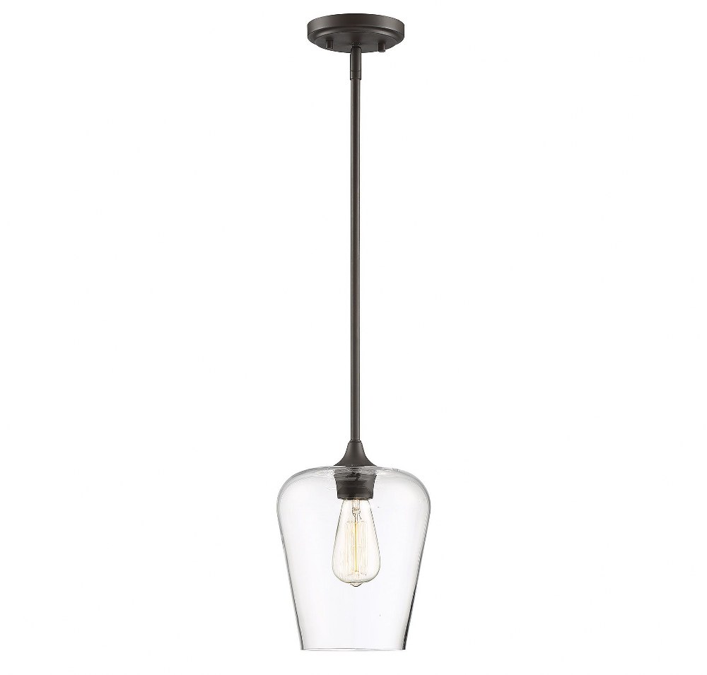 Savoy House-7-4036-1-13-1 Light Pendant-Contemporary Style with Transitional and Bohemian Inspirations-10.5 inches tall by 8 inches wide English Bronze  Warm Brass Finish with Clear Glass