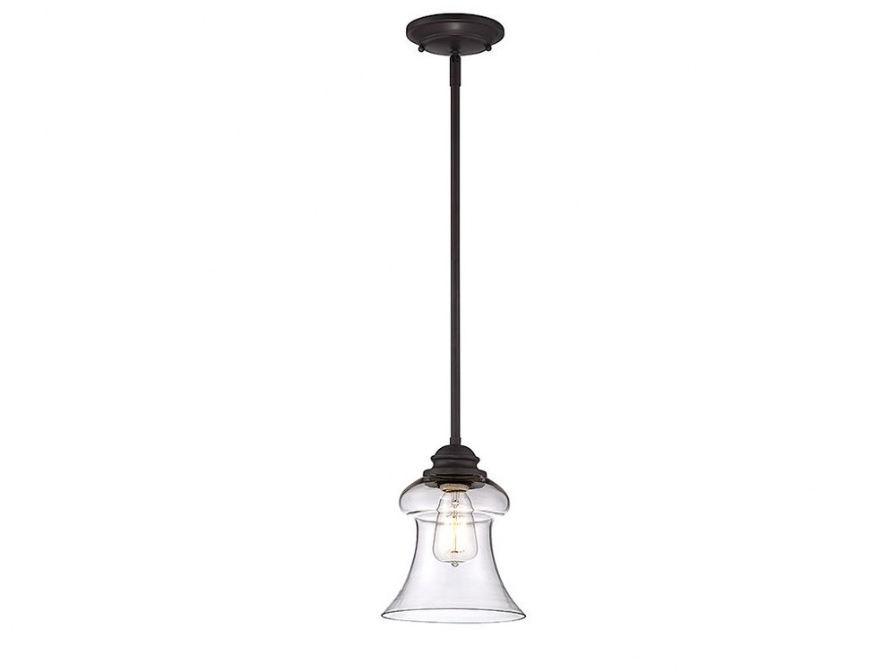 Savoy House-7-4132-1-13-1 Light Mini Pendant-Industrial Style with Transitional Inspirations-10.5 inches tall by 7.5 inches wide   English Bronze Finish with Clear Glass
