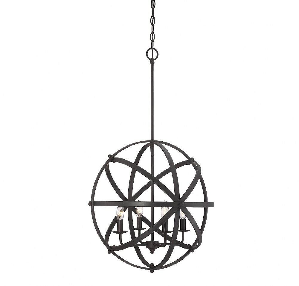 Savoy House-7-4353-4-13-4 Light Pendant-Industrial Style with Contemporary and Transitional Inspirations-35 inches tall by 20 inches wide   English Bronze Finish