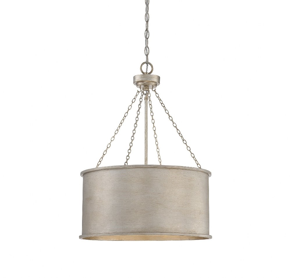 Savoy House-7-487-4-53-4 Light Pendant-Traditional Style with Industrial and Bohemian Inspirations-26.5 inches tall by 19 inches wide   Silver Patina Finish