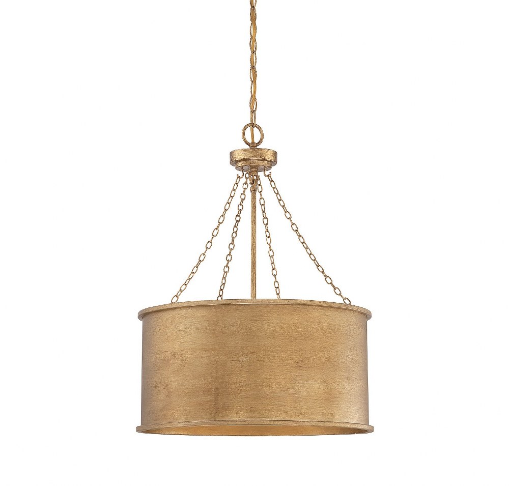 Savoy House-7-487-4-54-4 Light Pendant-Traditional Style with Industrial and Bohemian Inspirations-26.5 inches tall by 19 inches wide   Gold Patina Finish