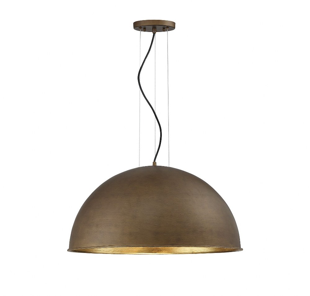 Savoy House-7-5014-3-84-3 Light Pendant-Industrial Style with Transitional and Contemporary Inspirations-15 inches tall by 24 inches wide Rubbed Bronze/Gold Leaf  Rubbed Zinc/Silver Leaf Finish