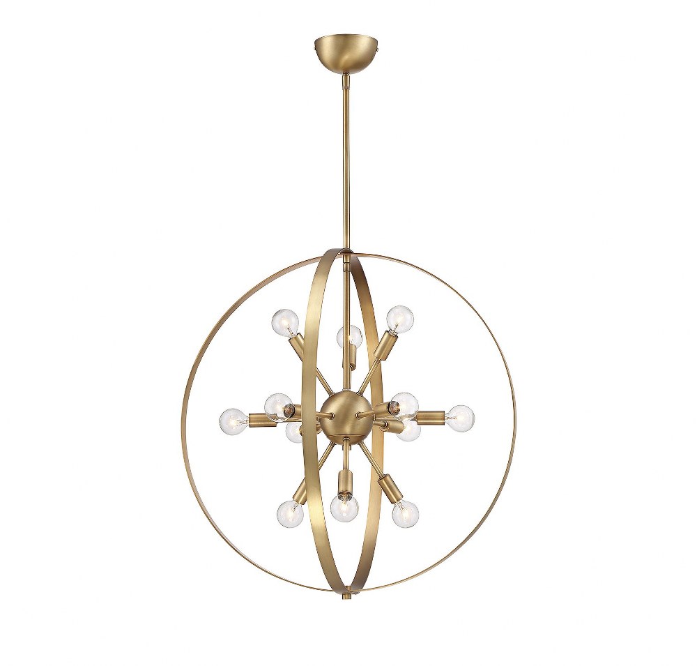 Savoy House-7-6098-12-322-12 Light Chandelier-Contemporary Style with Modern and Mid-Century Modern Inspirations-26.5 inches tall by 24.5 inches wide Warm Brass  Classic Bronze Finish