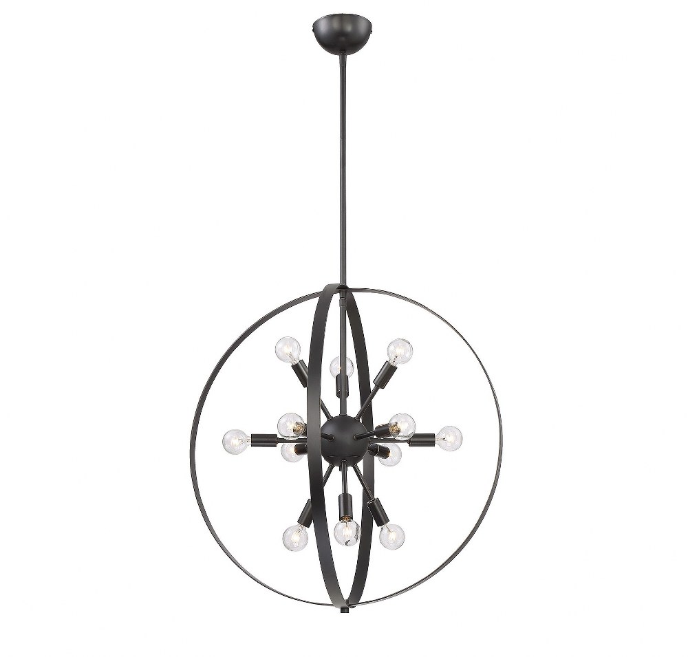 Savoy House-7-6098-12-44-12 Light Chandelier-Contemporary Style with Modern and Mid-Century Modern Inspirations-26.5 inches tall by 24.5 inches wide Classic Bronze  Classic Bronze Finish