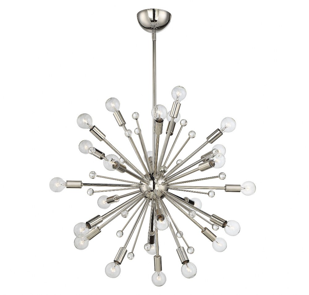 Savoy House-7-6099-24-109-24 Light Chandelier-Mid-Century Modern Style with Contemporary and Bohemian Inspirations-22 inches tall by 22 inches wide Polished Nickel  Classic Bronze Finish with Clear/K9