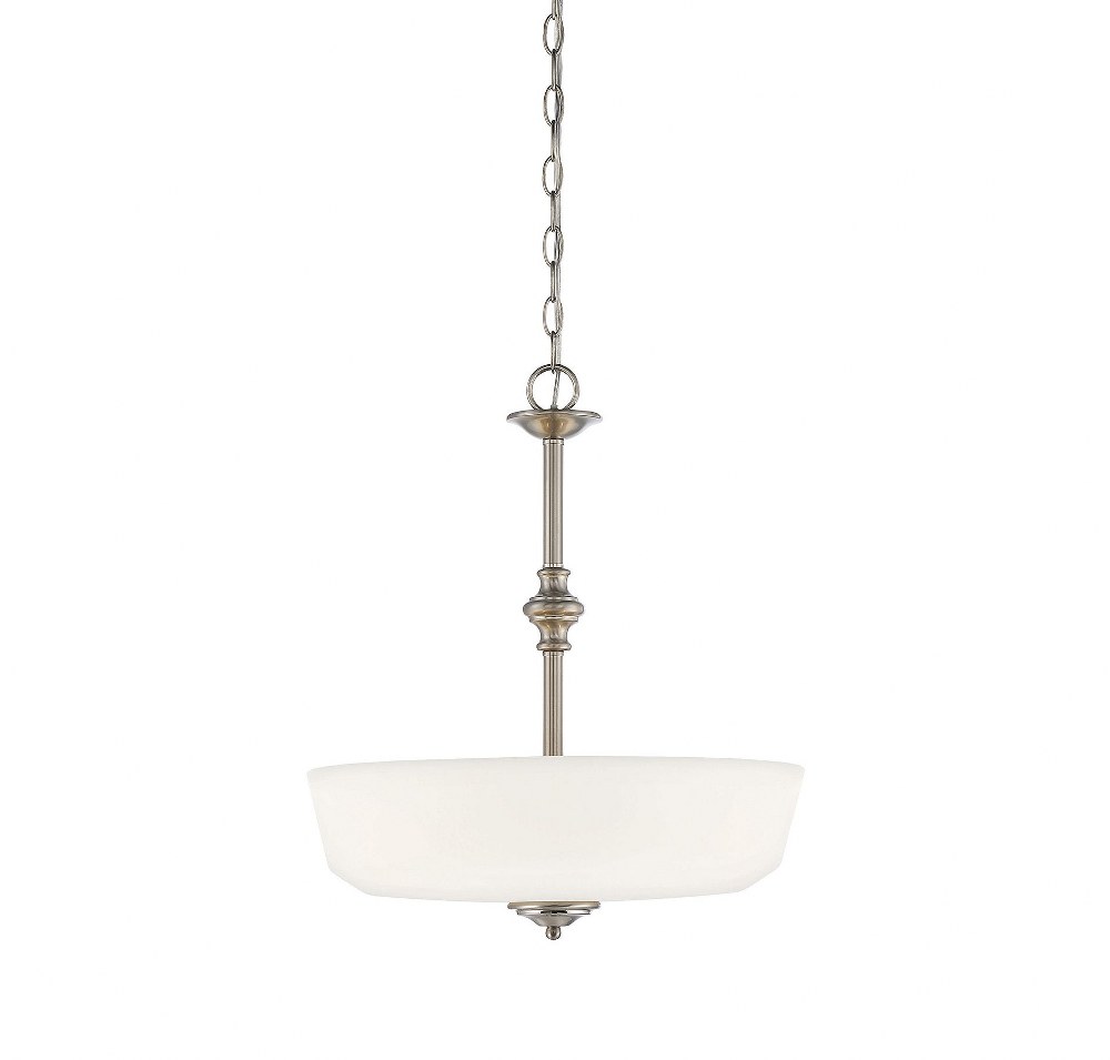 Savoy House-7-6839-3-SN-Melrose - Three Light Chandelier Satin Nickel Finish with Etched White Glass