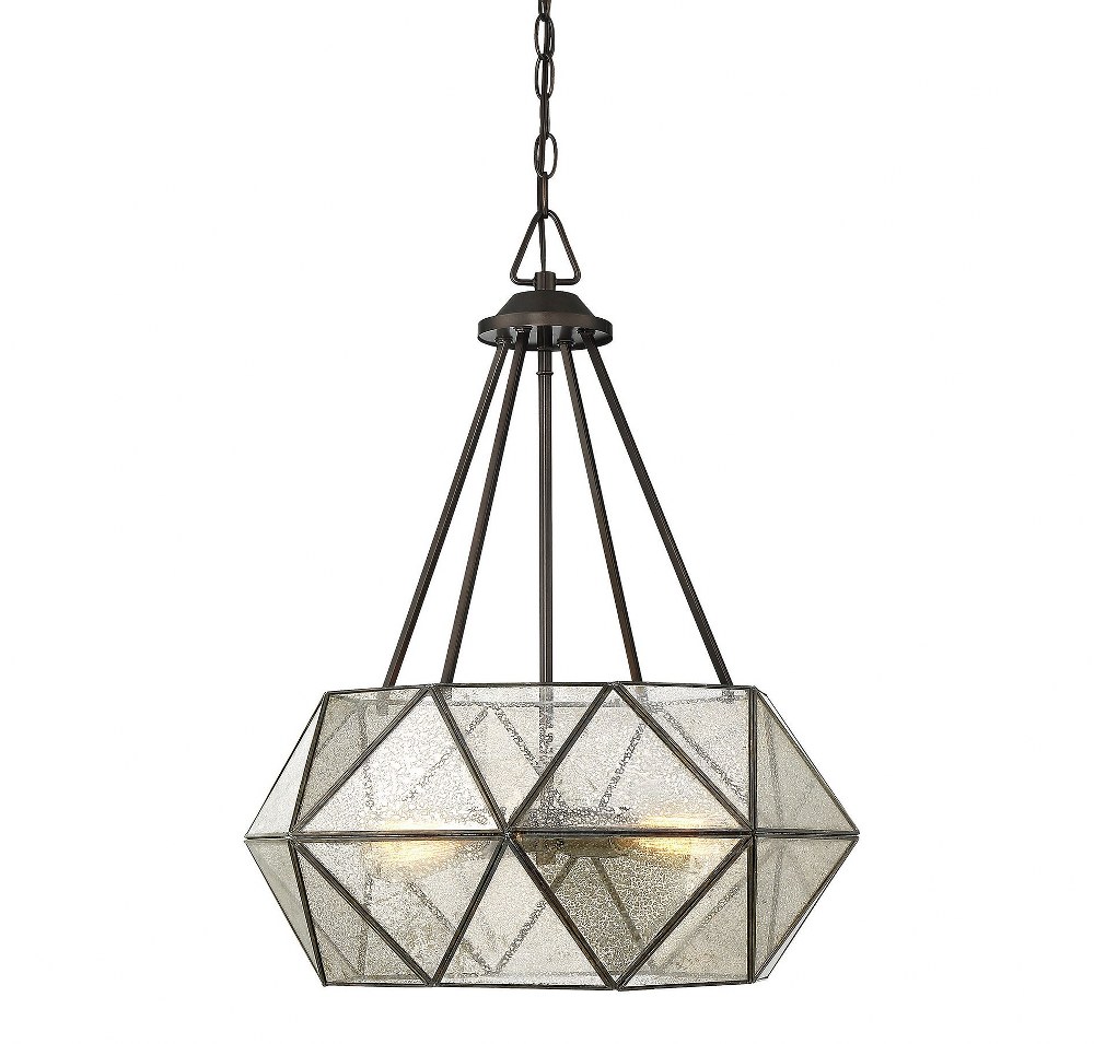 Savoy House-7-9008-4-28-4 Light Pendant-Industrial Style with Contemporary and Rustic Inspirations-25.13 inches tall by 20.13 inches wide   Oiled Burnished Bronze Finish with Mercury Glass