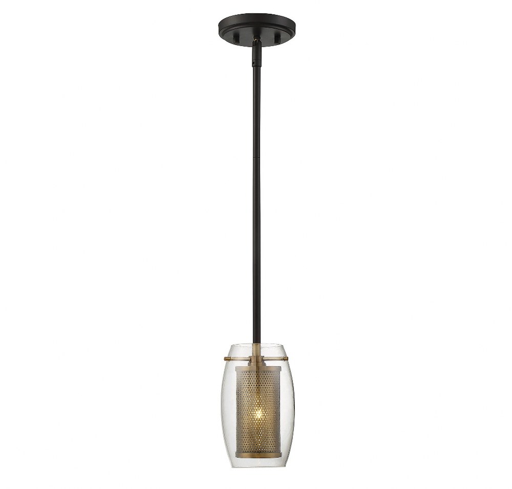 Savoy House-7-9064-1-95-1 Light Mini Pendant-Traditional Style with Transitional and Contemporary Inspirations-7 inches tall by 4.75 inches wide Warm Brass/Bronze  Warm Brass/Bronze Finish with Clear 