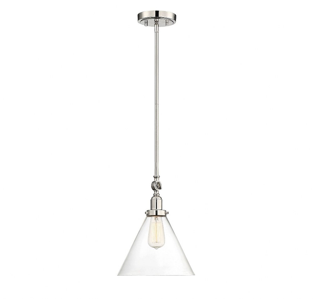 Savoy House-7-9132-1-109-Drake - Pendant in Vintage Style-10.25 Inches Tall and 10 Inches Wide Polished Nickel  Satin Nickel Finish with Clear Glass