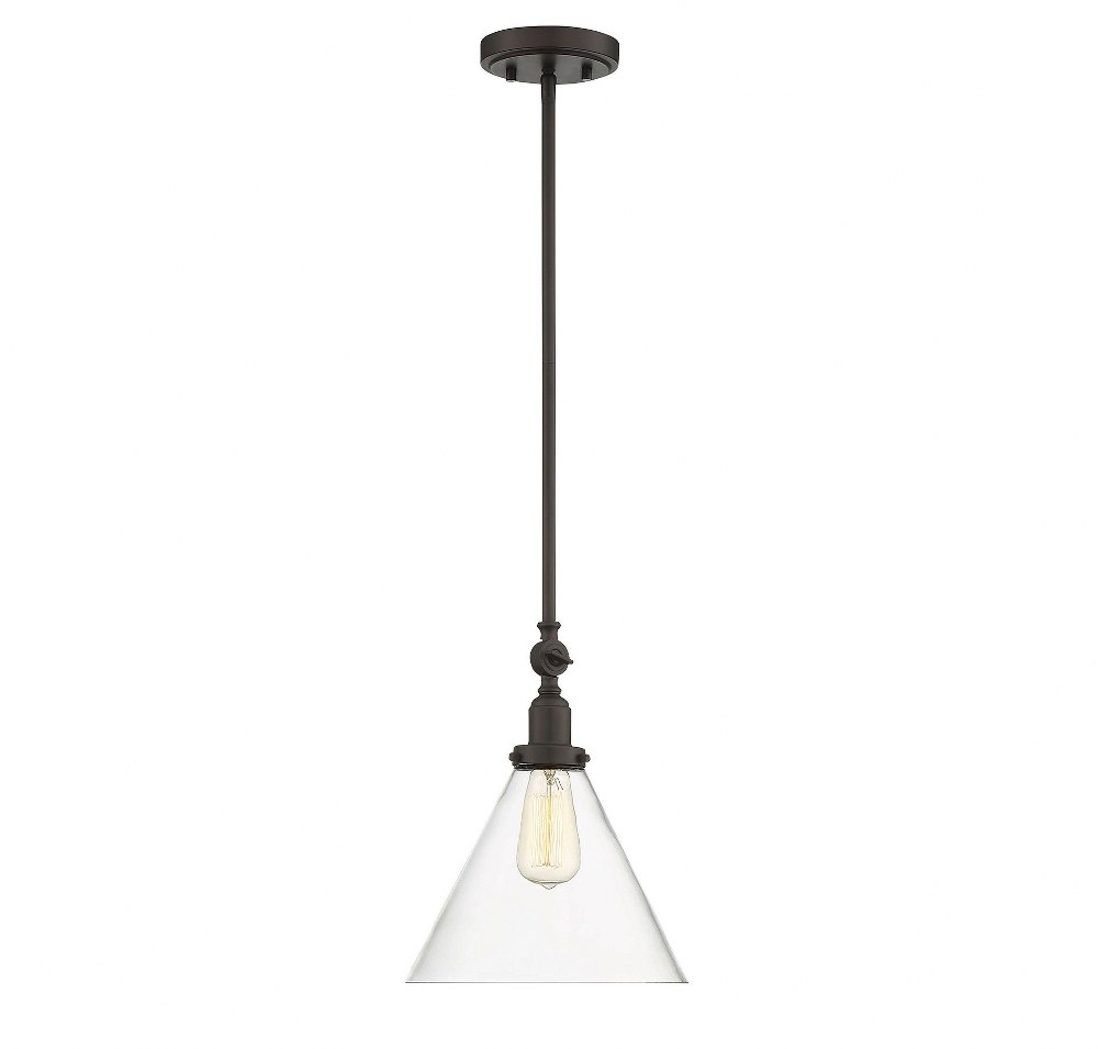 Savoy House-7-9132-1-13-Drake - Pendant in Vintage Style-10.25 Inches Tall and 10 Inches Wide English Bronze  Satin Nickel Finish with Clear Glass