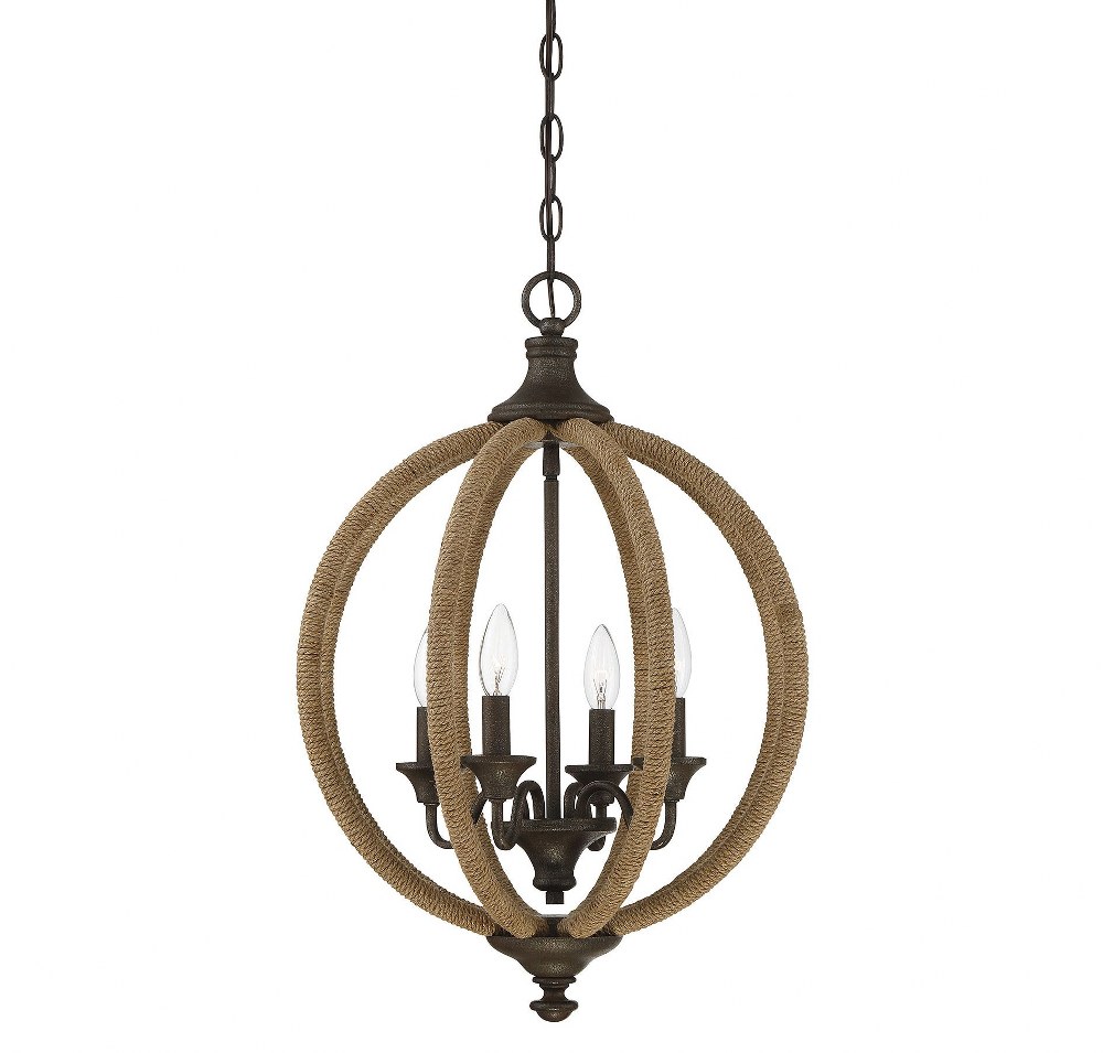 Savoy House-7-9215-4-32-4 Light Pendant-Industrial Style with Rustic and Farmhouse Inspirations-24 inches tall by 17 inches wide   Artisan Rust Finish