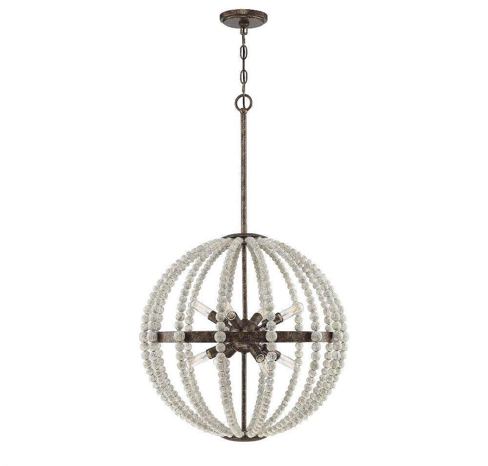 Savoy House-7-9991-8-94-8 Light Pendant-Shabby Chic Style with Bohemian and Rustic Inspirations-37 inches tall by 22.63 inches wide   8 Light Pendant-Shabby Chic Style with Bohemian and Rustic Inspira