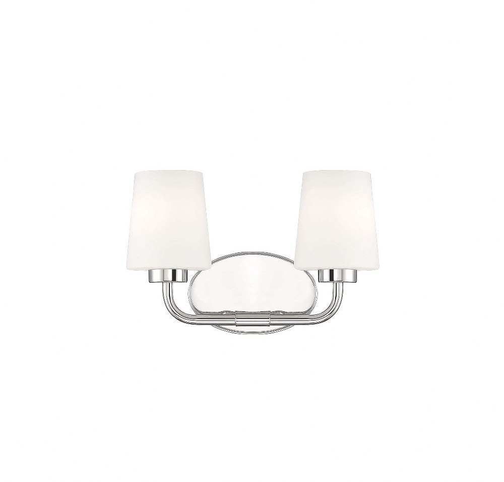 Savoy House-8-4090-2-109-2 Light Bath Vanity-Transitional Style with Modern and Mid-Century Modern Inspirations-9 inches tall by 15 inches wide Polished Nickel  Polished Nickel Finish with White/Frost