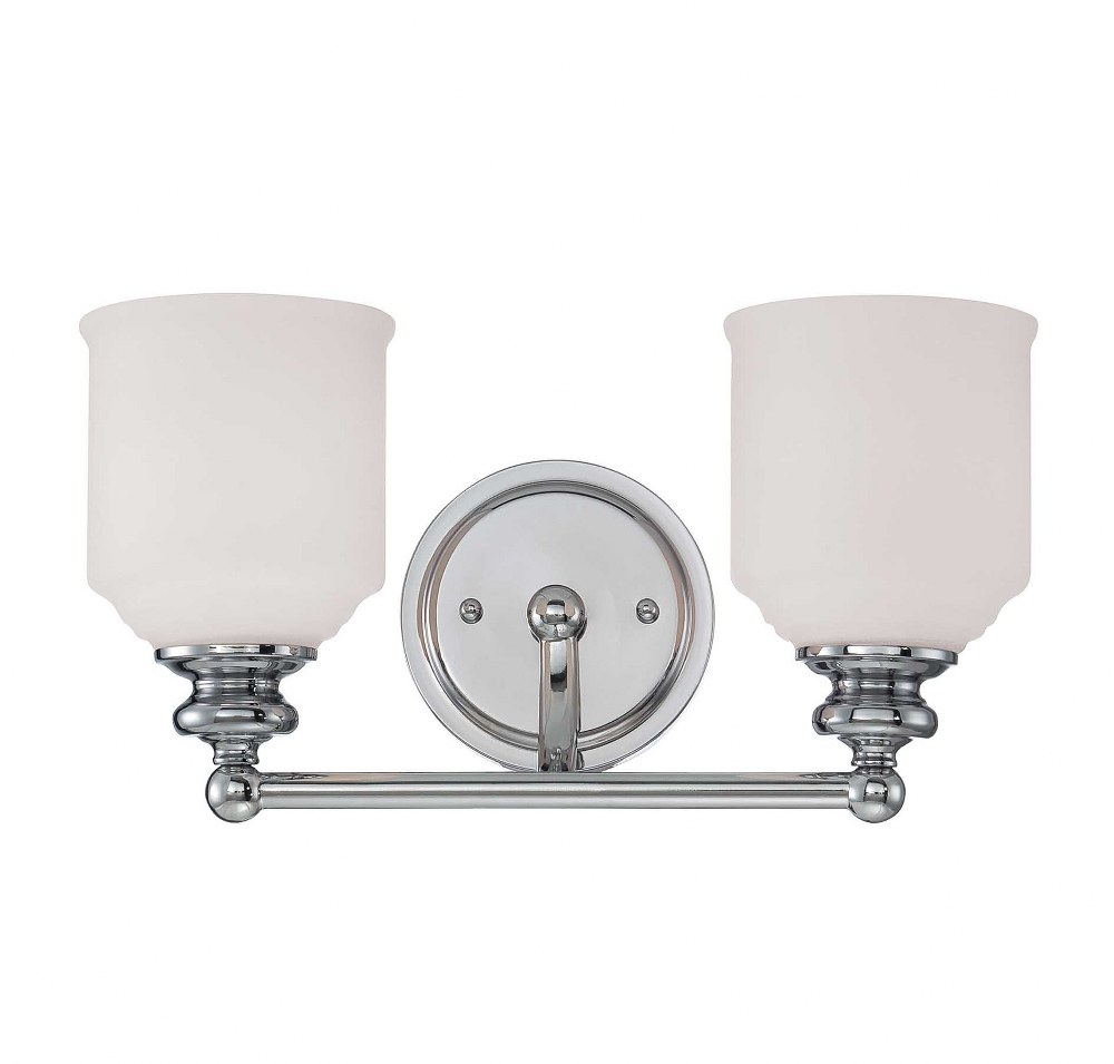 Savoy House-8-6836-2-11-2 Light Bath Bar-Traditional Style with Mid-Century Modern and Vintage Inspirations-7.75 inches tall by 14 inches wide Polished Chrome  English Bronze Finish with White Opal Et