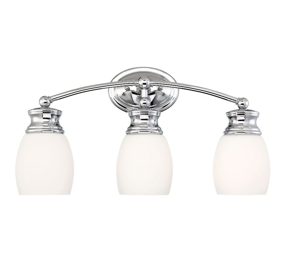 Savoy House-8-9127-3-11-3 Light Bath Bar-Transitional Style with Farmhouse and Contemporary Inspirations-11 inches tall by 20.5 inches wide   Polished Chrome Finish with Frosted Opal Glass