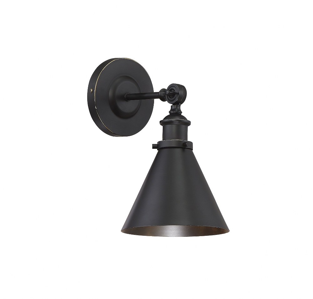 Savoy House-9-0901-1-44-1 Light Wall Sconce-Vintage Style with Industrial and Transitional Inspirations-12 inches tall by 7 inches wide Classic Bronze  Classic Bronze Finish