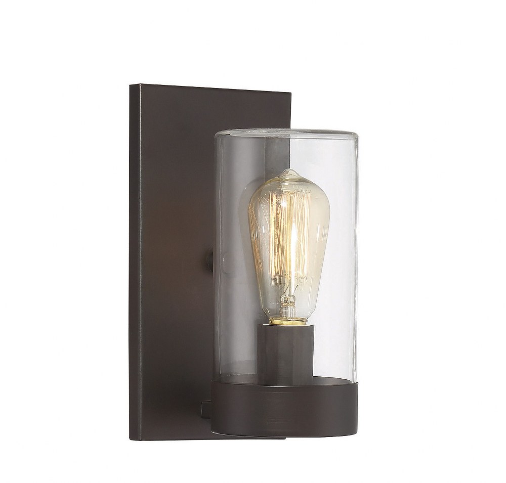 Savoy House-9-1132-1-13-1 Light Outdoor Wall Sconce-Farmhouse Style with Industrial and Craftsman Inspirations-9.88 inches tall by 5.13 inches wide   English Bronze Finish with Clear Glass