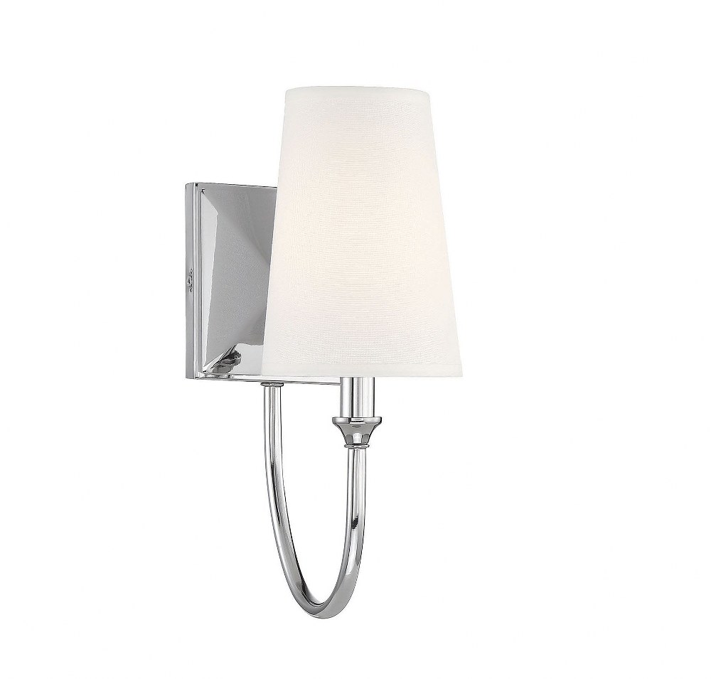 Savoy House-9-2542-1-109-1 Light Wall Sconce-Transitional Style with Modern and Farmhouse Inspirations-13 inches tall by 5 inches wide Polished Nickel  Matte Black Finish with White Fabric Shade