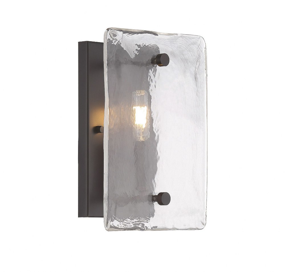 Savoy House-9-3045-1-13-1 Light Wall Sconce-Rustic Style with Transitional and Industrial Inspirations-11 inches tall by 8 inches wide   English Bronze Finish with Clear Glass