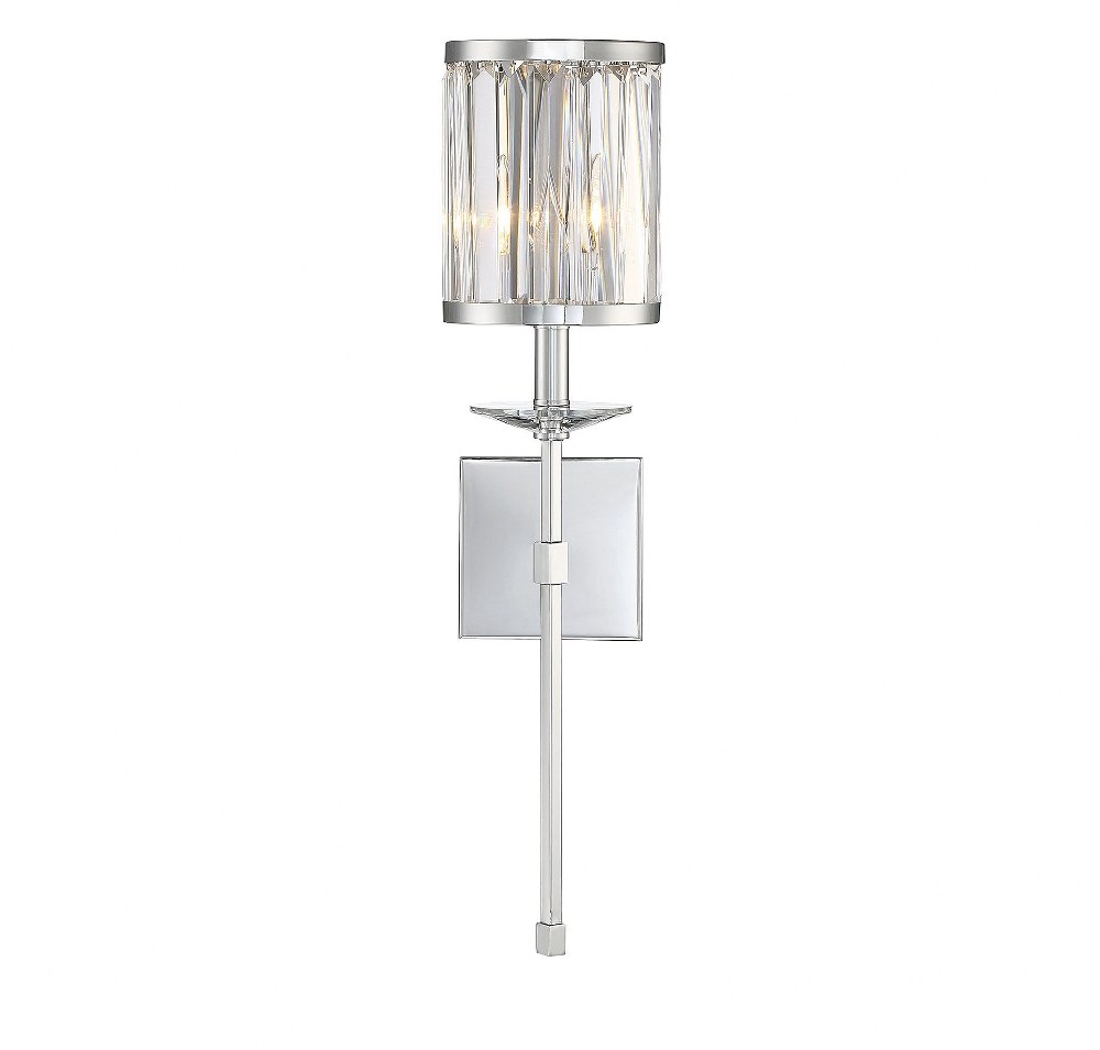 Savoy House-9-400-1-11-1 Light Wall Sconce-Glam Style with Contemporary and Transitional Inspirations-26 inches tall by 6.5 inches wide Polished Chrome  Mohican Bronze Finish with Clear Crystal