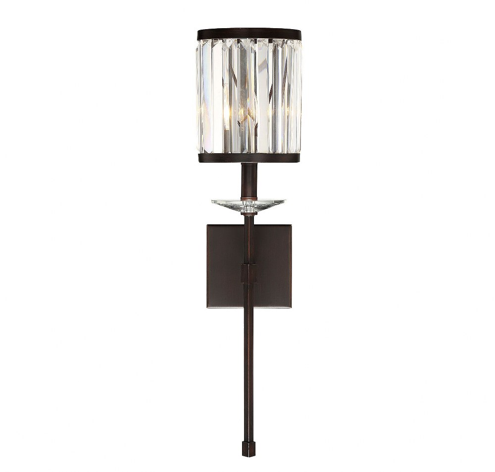 Savoy House-9-400-1-121-1 Light Wall Sconce-Glam Style with Contemporary and Transitional Inspirations-26 inches tall by 6.5 inches wide Mohican Bronze  Mohican Bronze Finish with Clear Crystal