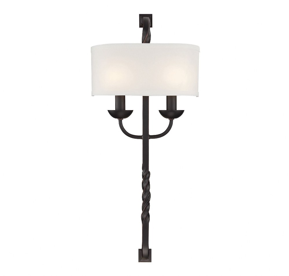 Savoy House-9-5950-2-25-2 Light Wall Sconce-Traditional Style with Rustic and Urban Farmhouse Inspirations-25 inches tall by 11 inches wide   Slate Finish with Soft White Linen Shade