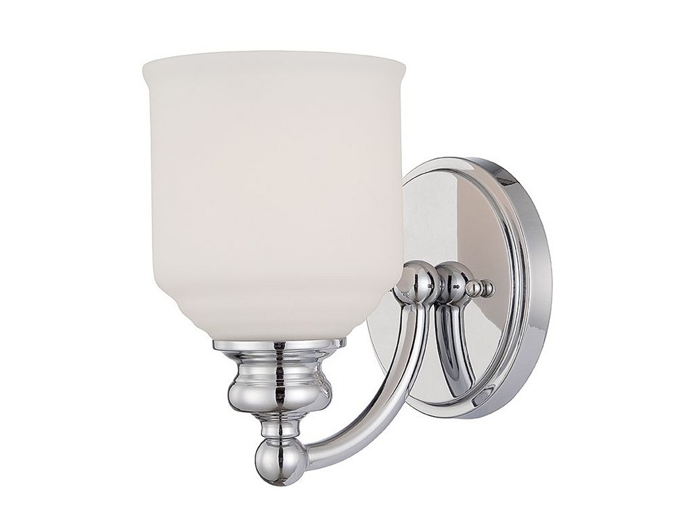 Savoy House-9-6836-1-11-1 Light Wall Sconce-Industrial Style with Transitional Inspirations-7.75 inches tall by 5 inches wide Polished Chrome  English Bronze Finish with White Opal Etched Glass