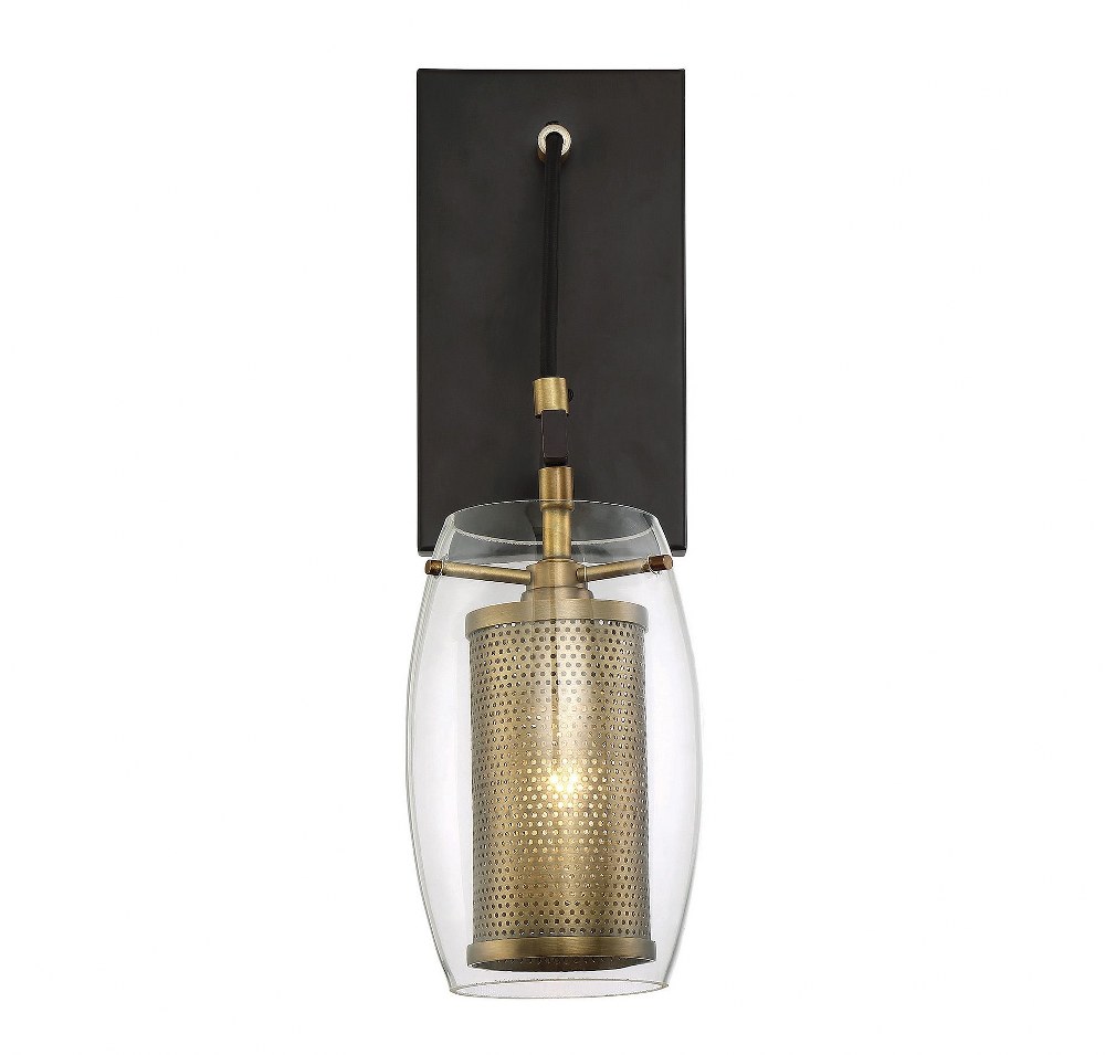 Savoy House-9-9065-1-95-1 Light Wall Sconce-Industrial Style with Transitional and Contemporary Inspirations-16 inches tall by 4.75 inches wide Warm Brass/Bronze  Warm Brass/Bronze Finish with Clear G