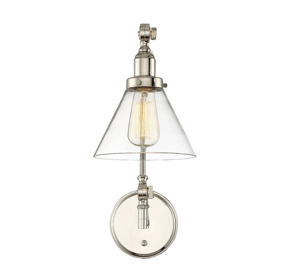 Savoy House-9-9131CP-1-109-1 Light Adjustable Wall Sconce-Traditional Style with Transitional and Industrial Inspirations-17.5 inches tall by 7.5 inches wide   Polished Nickel Finish with Clear Glass