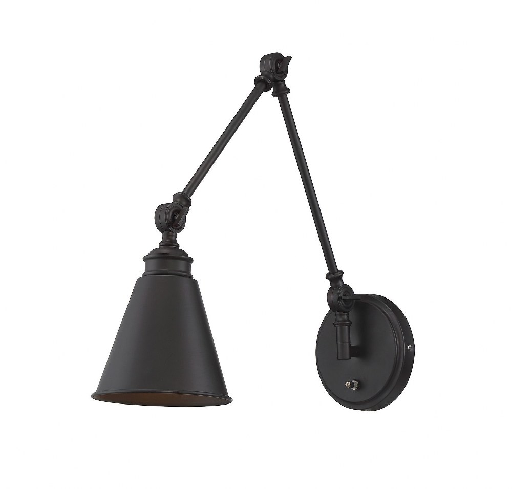 Savoy House-9-961CP-1-13-1 Light Adjustable Wall Sconce with Plug-Vintage Style with Industrial and Transitional Inspirations-16 inches tall by 6 inches wide   English Bronze Finish