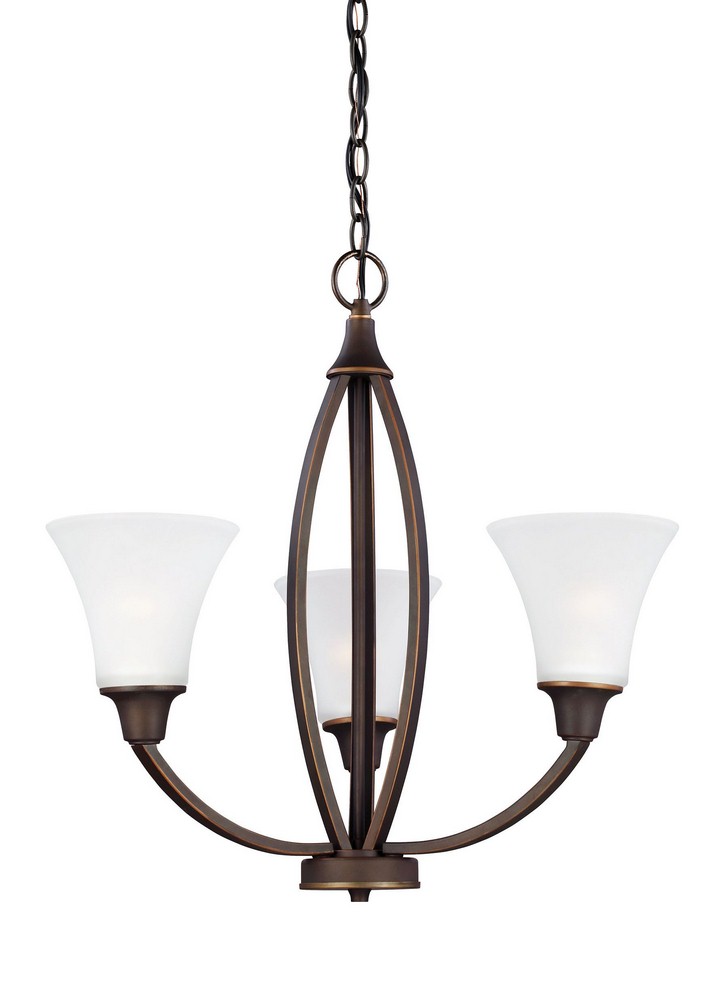 Sea Gull Lighting-3113203-715-Metcalf - Three Light Chandelier Incandescent: 75 Watt  Autumn Bronze Finish with Satin Etched Glass