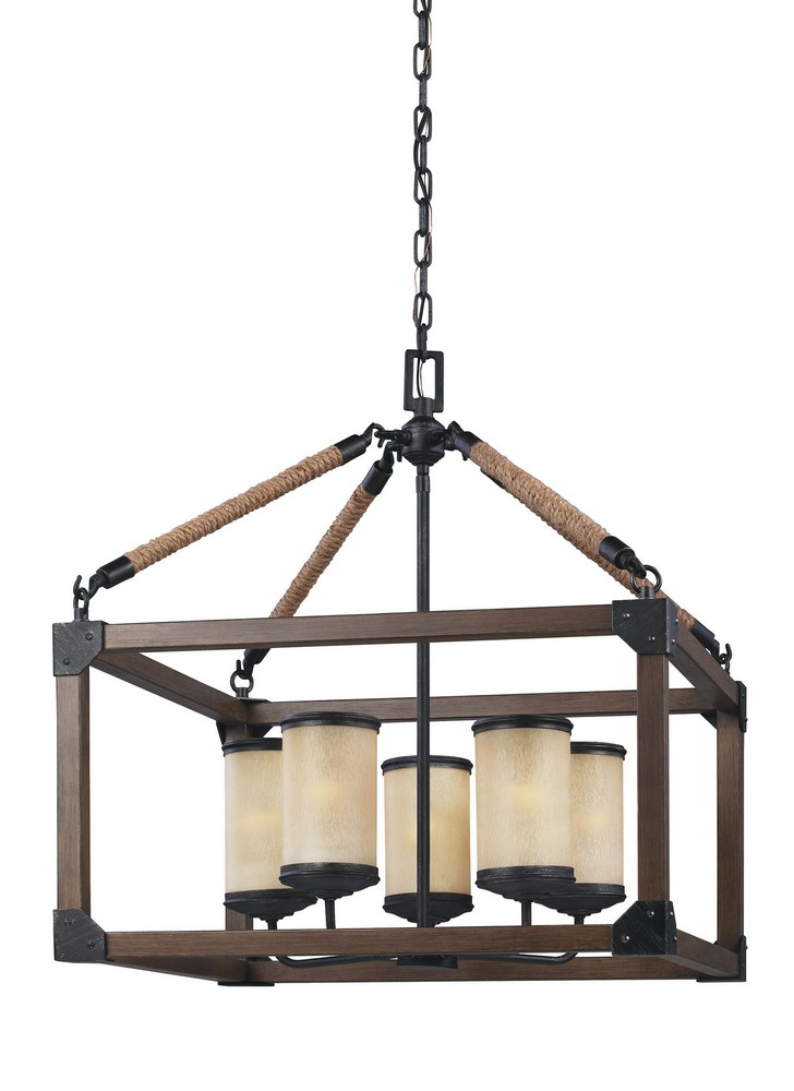 Sea Gull Lighting-3113305-846-Dunning - Five Light Chandelier Incandescent:100 Watt  Stardust Finish with Creme Parchment Glass