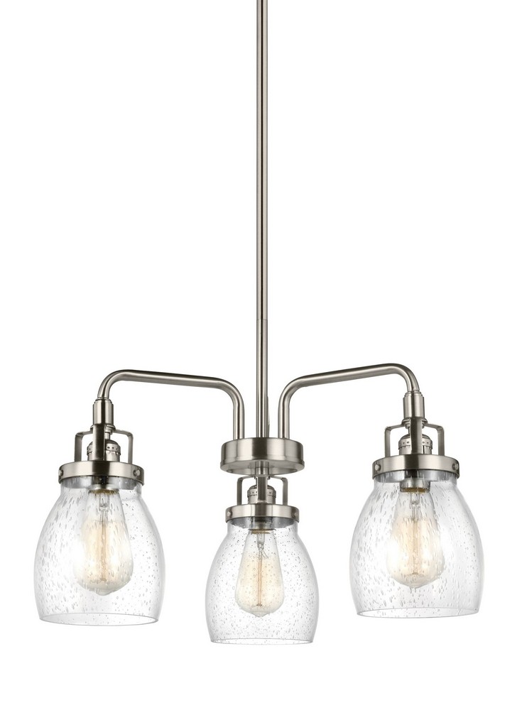 Sea Gull Lighting-3114503-962-Belton - Three Light Chandelier Brushed Nickel Incandescent Bronze Finish with Clear Seeded Glass